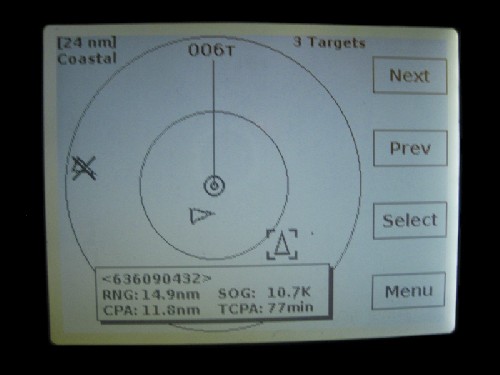 Our VesperMarine AIS WatchMate system - showing local ships etc