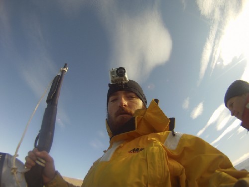 Chris on a mission to place a GoPro camera on a Polar Bear kill