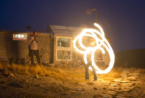 Brent\'s daughter Crystal doing firedance at Brent\'s cabin