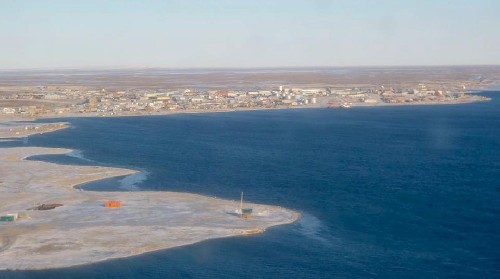Cool photo of Teleport wrapped in her cradle on the outskirts of Cambridge Bay, photo taken from a plane by our mate Corey Dimitruk! Thanks!